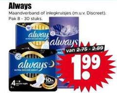  always inlegkruisjes maandverband 8 30 discreet pak stuks 