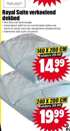  140 200 240 royal suite home collection verkoelend dekbed blue cell technologie fris comfortabel nacht ademend lucht circuleren cm elders 