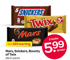  mars snickers bounty twix chocoladerepen 2 5 33 stuks 