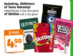  heksehyl autodrop oldtimers drop snoep 2 toms zakje doosje skittles zak salmiak bosvruchtrode cadillacs auto 