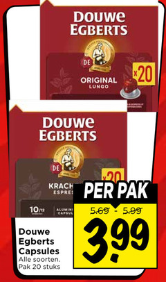  douwe egberts koffiecups 20 original lungo 10 12 espresso capsules soorten pak stuks aluminium capsule 5.99 3.99 