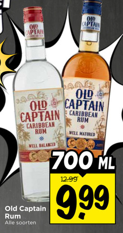  700 old captain caribbean rum well balanced soorten matured ml 