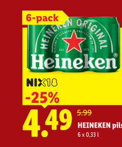  heineken blikjes bier 6 pack reine original nix18 5.99 pils 33 