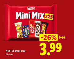  nestle mini chocoladerepen 25 mix stuks 3.99 