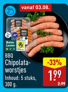  5 300 bbq chipolata worstjes beter leven dieren bescherming inhoud stuks 