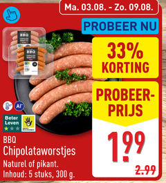  5 33 300 bbq chipolata worstjes beter leven dieren bescherming chipolataworstjes naturel pikant inhoud stuks 