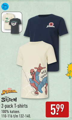  2 100 stitch spiderman web marvel disney pack shirts katoen 