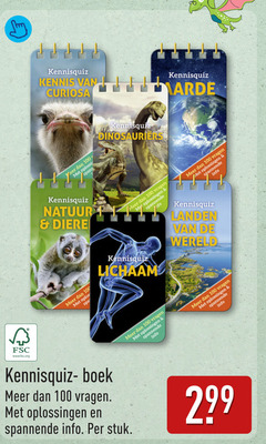  100 kennisquiz kennis curiosa dinosauriers eer schoenspanner natuur dieren vragen my lichaam landen wereld fsc www.fsc.org oplos spa boek info spannende stuk 