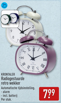  1 2 3 7 8 9 12 radio controlled radiogestuurde retro wekker automatische tijdsinstelling alarm batterij stuk 