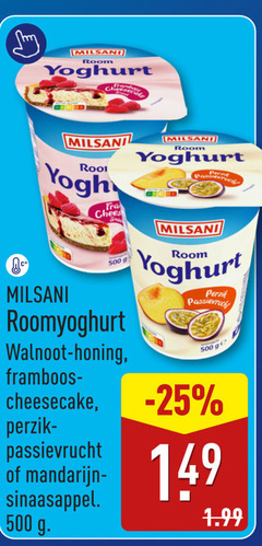  500 milsani room yoghurt cheese roomyoghurt walnoot honing framboos passievrucht ge cheesecake perzik sinaasappel 