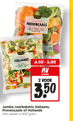  2 400 jumbo roerbakmix rode paprika gele broccoli courgette ui wokken min pc nutri score italiaans prei wortel gebruiken 3 50 hollands zakken 