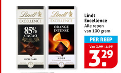  lindt chocolade 100 excellence cacao orange intense repen noir dark feuillet reep 