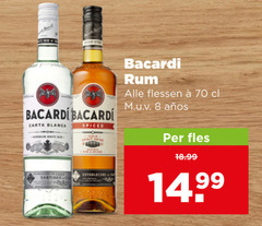  bacardi rum 8 carta blanca spiced flessen fles santiago establecido 14 99 
