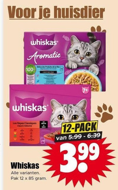  whiskas kattenvoer 12 100 huisdier aromatic des produits la les repas classiques classic pak pack 3.99 