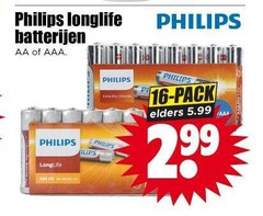  philips batterijen 16 longlife aa aaa pack elders 5.99 