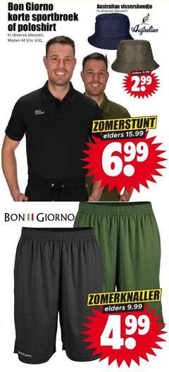  bon giorno korte sportbroek poloshirt kleuren maten xxl australian vissershoedje ii elders 5.99 2 99 