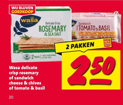  wasa knackebrod 2 10 20 delicate crisp sandwich rosemary sea salt whole thin cheese chives tomato basil pakken 