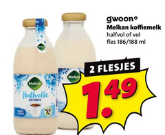 melkan koffiemelk 2 gwoon halfvol fles ml halfvolle 