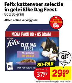  felix kattenvoer 80 gelei dag feest online purina mega pack mix verzending 80x kabeljauw to pak maaltijd 