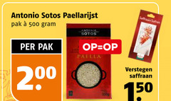  100 150 200 500 antonio paellarijst pak paella saffraan safran verstegen 