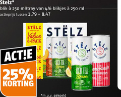  stelz hard seltzer 6 25 250 blik ml tray 4 blikjes actieprijs pack m.u.v gekoeld iced tea lemon lemonade strawberry 