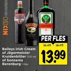  sonnema jagermeister baileys kruidenbitter likeur berenburg 1 18 25 700 nix18 jaar legitimatie jager original irish cream ml liter fles 