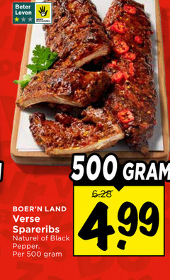  500 beter leven land verse spareribs naturel black pepper 