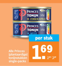 princes tonijn in blik zonnebloemolie nutri plantaardige tonijnstukken single water stuk 