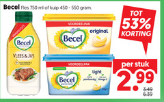 3 53 100 450 550 750 becel fles ml of kuip - gram . voordeelfles goed voor het hart vlees   jus meer omega3 dan olijfolie voordeelpak palmolievrij   tot original korting light rijk aan plantaardig omega 550ge per stuk 2.99 3.49 6.39 