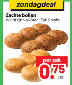 bolletjes 6 zachte bollen wit fijn volkoren zak stuks 