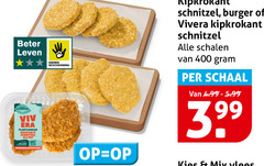  vivera kipschnitzels vegetarisch 400 beter leven dieren bescherming kipkrokant schnitzel burger schalen schaal plantaardige 