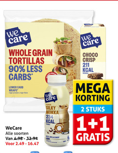  1 2 90 care whole grain tortillas less looks choco crisp meal carb wraps high protein fibre wecare soorten flavour silky mokka you replacement mega stuks 