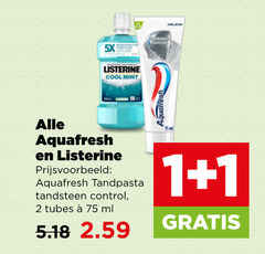  listerine aquafresh mondwater tandpasta 1 2 5x cool mint controle tandsteen control tubes ml 1.75m 