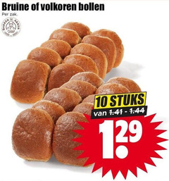  bolletjes 10 bruine volkoren bollen zak stuks 