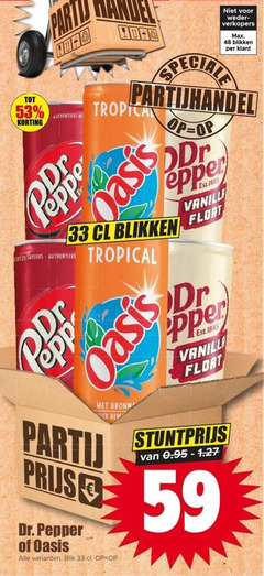  frisdrank cola 23 33 48 party authentieke blikken trop ddr pepperoni oasis des saveurs tropical vanille float bronwater der dr. pepper blik vanilla 