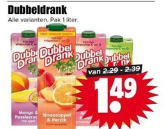  dubbeldrank fruitdrank 1 pak liter vitamine mango drank dubbel sinaasappel appel perzik fruit sensatie 