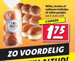  bolletjes 2 6 witte bruine volkoren puntjes zak stuks 99 zakken 