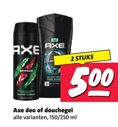  axe deodorant douchegel 2 500 stuks deo 150 250 ml 