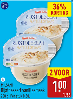  toetje 2 36 100 200 vanillesmaak romig milsani rijst dessert nutri score rijstdessert stuk 