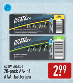 20 299 activ energy super alkaline kraftvolle leistung   performance puissante krachtige prestaties potente rendimiento desempenho poderoso extra moc lange lebensdauer dureee de vie longue levensduur vida extralarga longa d  ugo utrzymuj   energie . powerful   long life rgy nergy aaa alergy aa pack - aa- of batterijen 