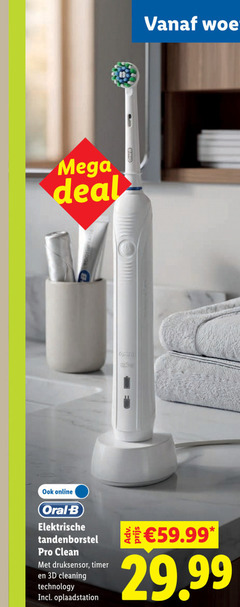  electrische tandenborstel mega deal online oral b elektrische pro clean druksensor timer 3d cleaning technology oplaadstation 