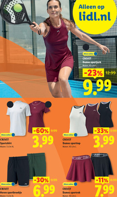  lidl.nl online crivit dames maten l sportshirt xl 3.99 sporttop 5.99 heren sportbroekje 