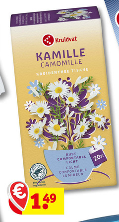  kruidvat huismerk thee 50 kamille camomille kruidenthee tisane natur comfortabel licht 20x people ingredients 
