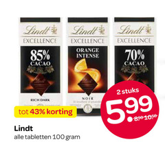  lindt chocolade 2 100 excellence cacao orange intense dark tabletten noir stuks 5.99 