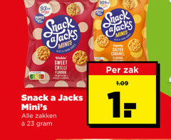  snack a jacks rijstwafels 23 101 bag shack minis rice cork cakes sweet chilli flavour dc zakken snack-a-jacks lightly salted caramel zak 