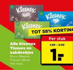  kleenex zakdoeken tissues 128 ultra soft doux original balsem aloe vera vitamin zakdoekjes stuks stuk 