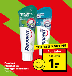  prodent tandpasta menthol power munt eucalyptus frisse adem beschermt gaatjes vers 4in1 verborgen suiker fresh gel muntsmaak meervoudige bescherm tanden freshgel tube ml 