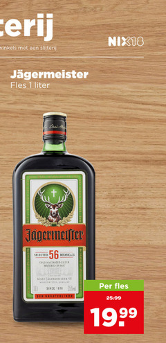 klik op dit plaatje voor een vergroting en voor vergelijkbare aanbiedingen gerelateerd aan
jagermeister kruidenbitter 1 35 winkels slijterij fles liter selected botanicals cold macerated elixir matured oak nix18 crafted by mast germany since der jagermeister kruidenbitter 1 35 winkels slijterij fles liter selected botanicals cold macerated elixir matured oak nix18 crafted by mast germany since der