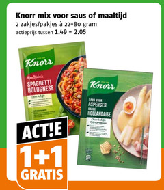  1 2 knorr mix saus maaltijd zakjes actieprijs spaghetti bolognese asperges sauce hollandaise belofte 