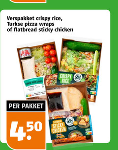  verspakket crispy rice turkse pizza wraps flatbread sticky chicken pakket 